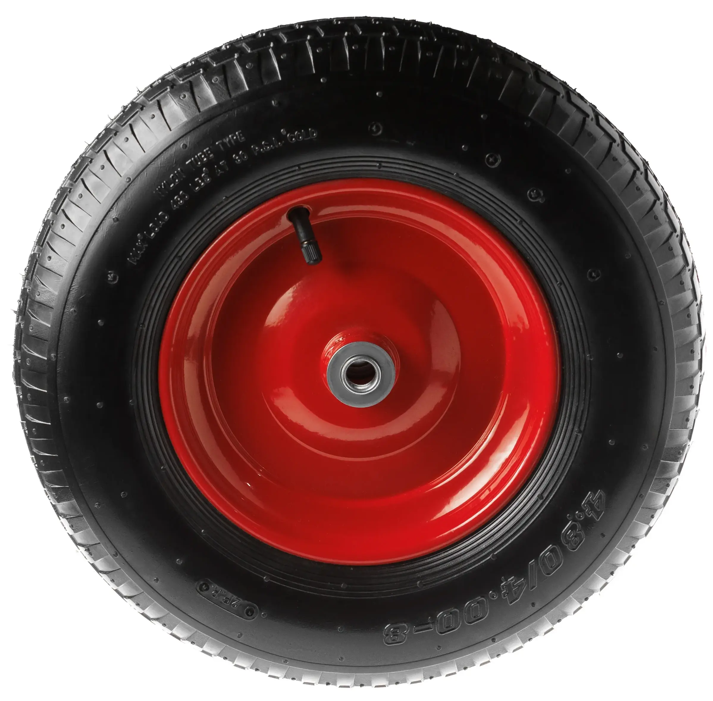 Пневматическое колесо, диаметр 380 мм, металлический обод, симметричная ступица, шариковый подшипник, отверстие под ось 16мм - PR 3000-16